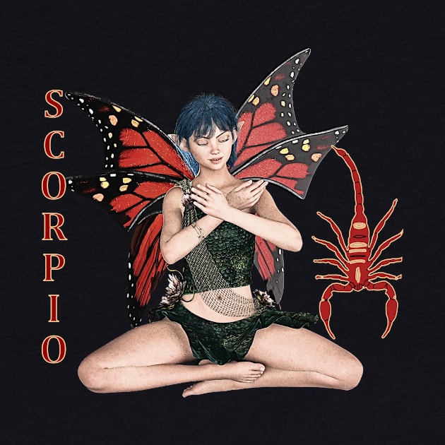 Scorpio fairy meditating with scorpion symbol by Fantasyart123